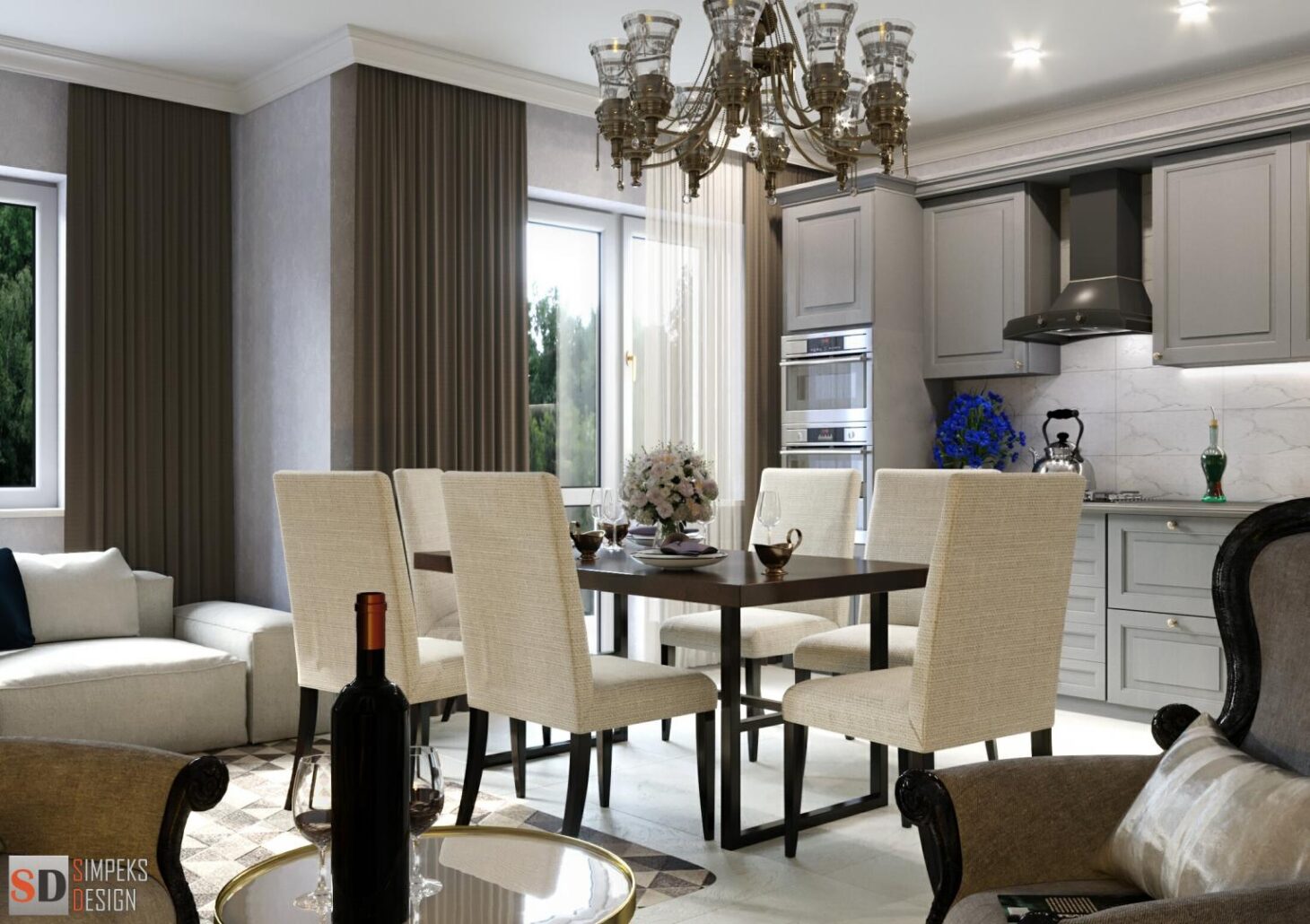 Kitchen - living room neoclassic