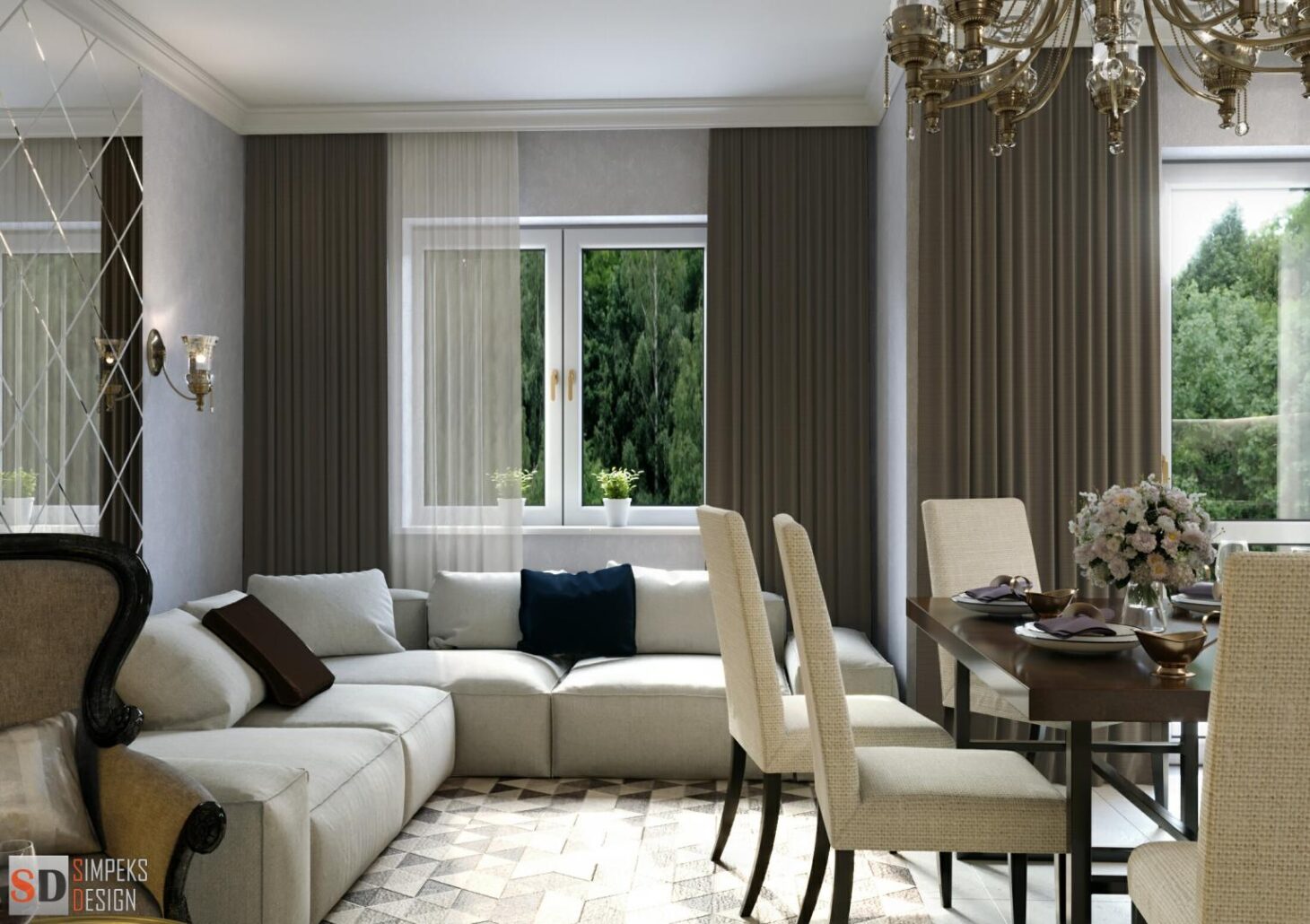 Large sofa in the living room