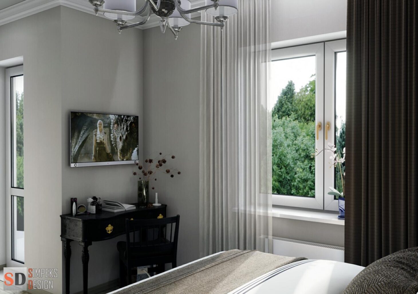 Writing desk in the bedroom