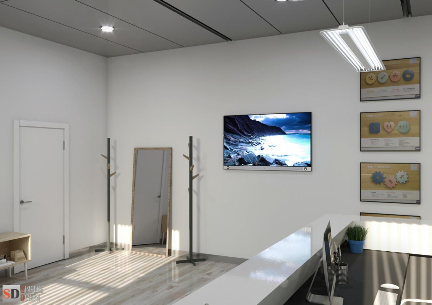 TV on the wall in the lobby
