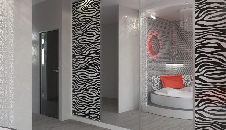 Closet in the bedroom in the style of modern art deco