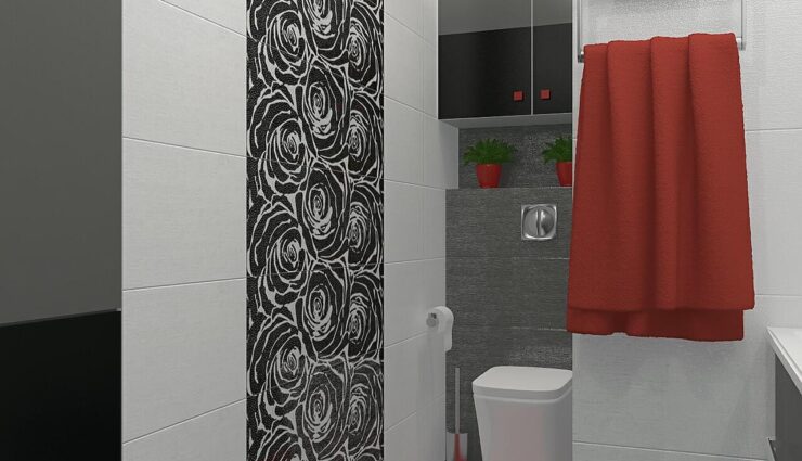 Bathroom in graphite gray tones