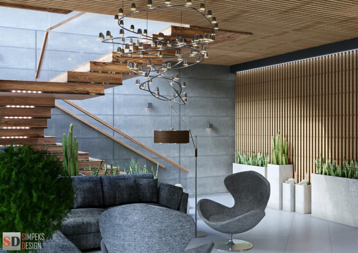 Staircase decoration in the hotel / Hotel design Kyiv