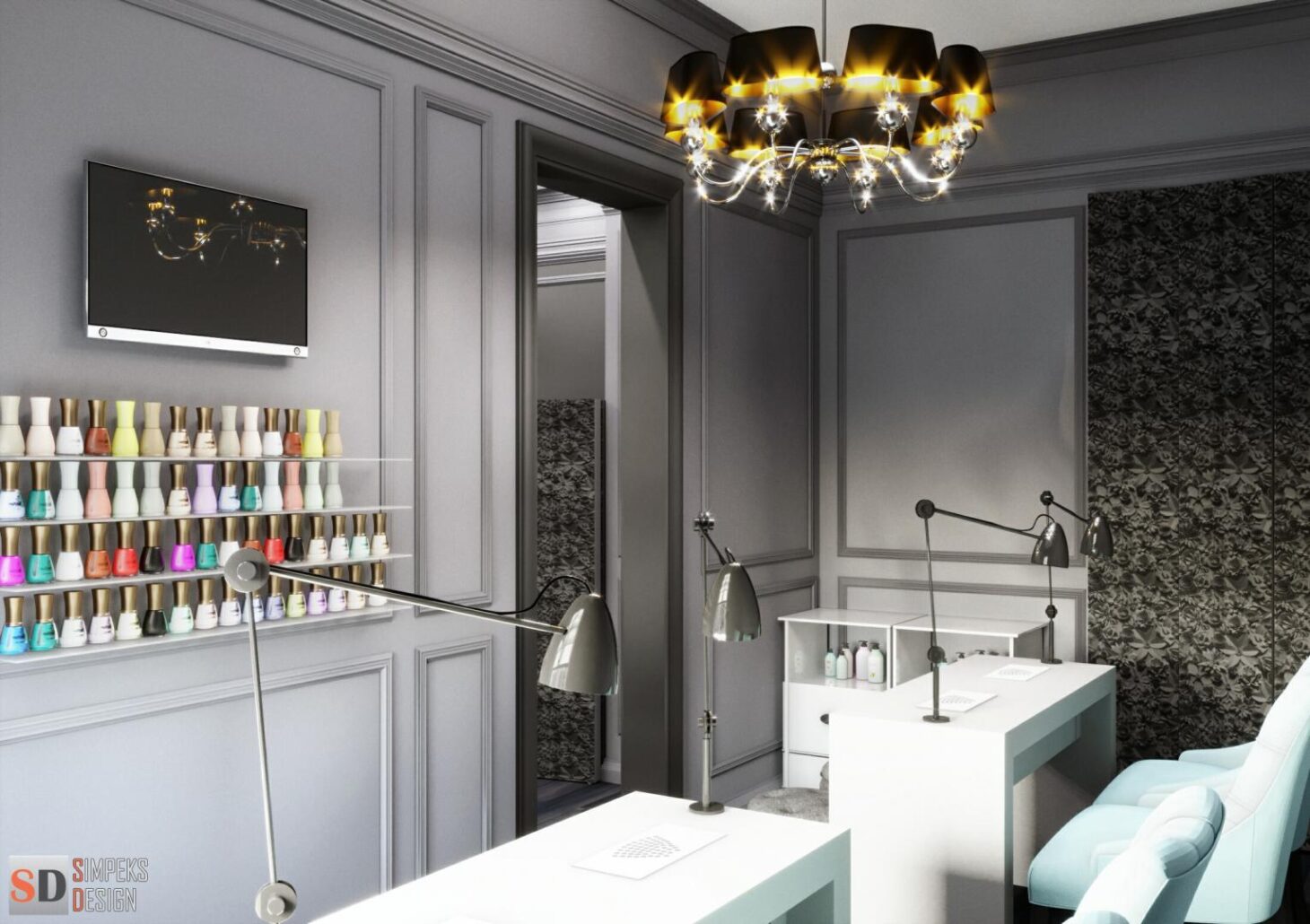 Manicure area in a beauty salon