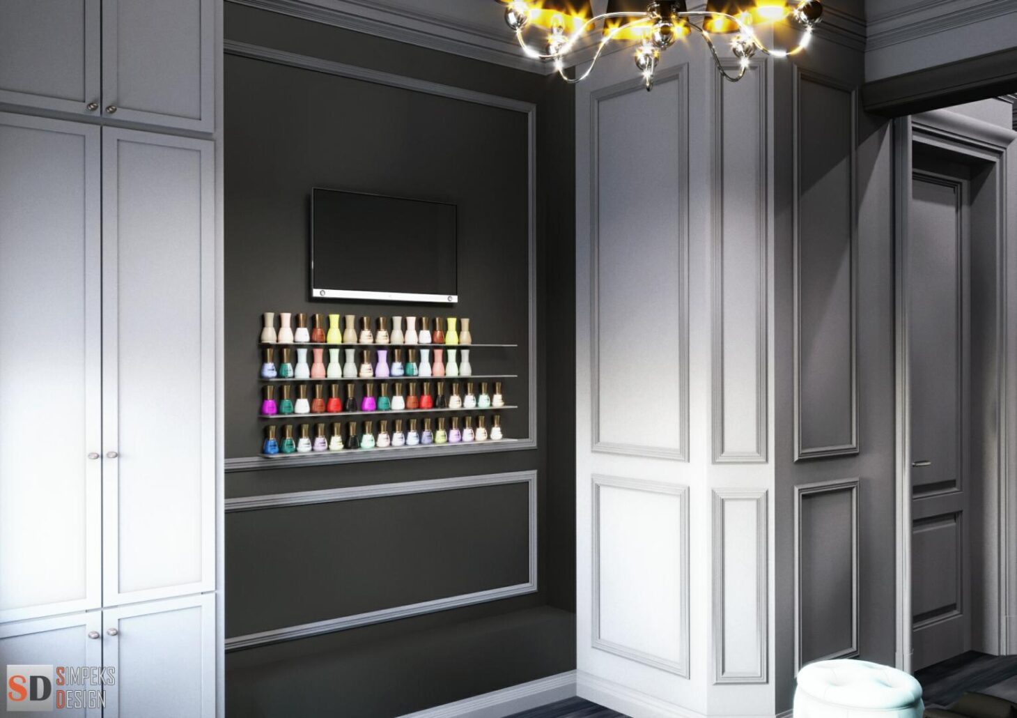 Beauty salon in the gray of tones