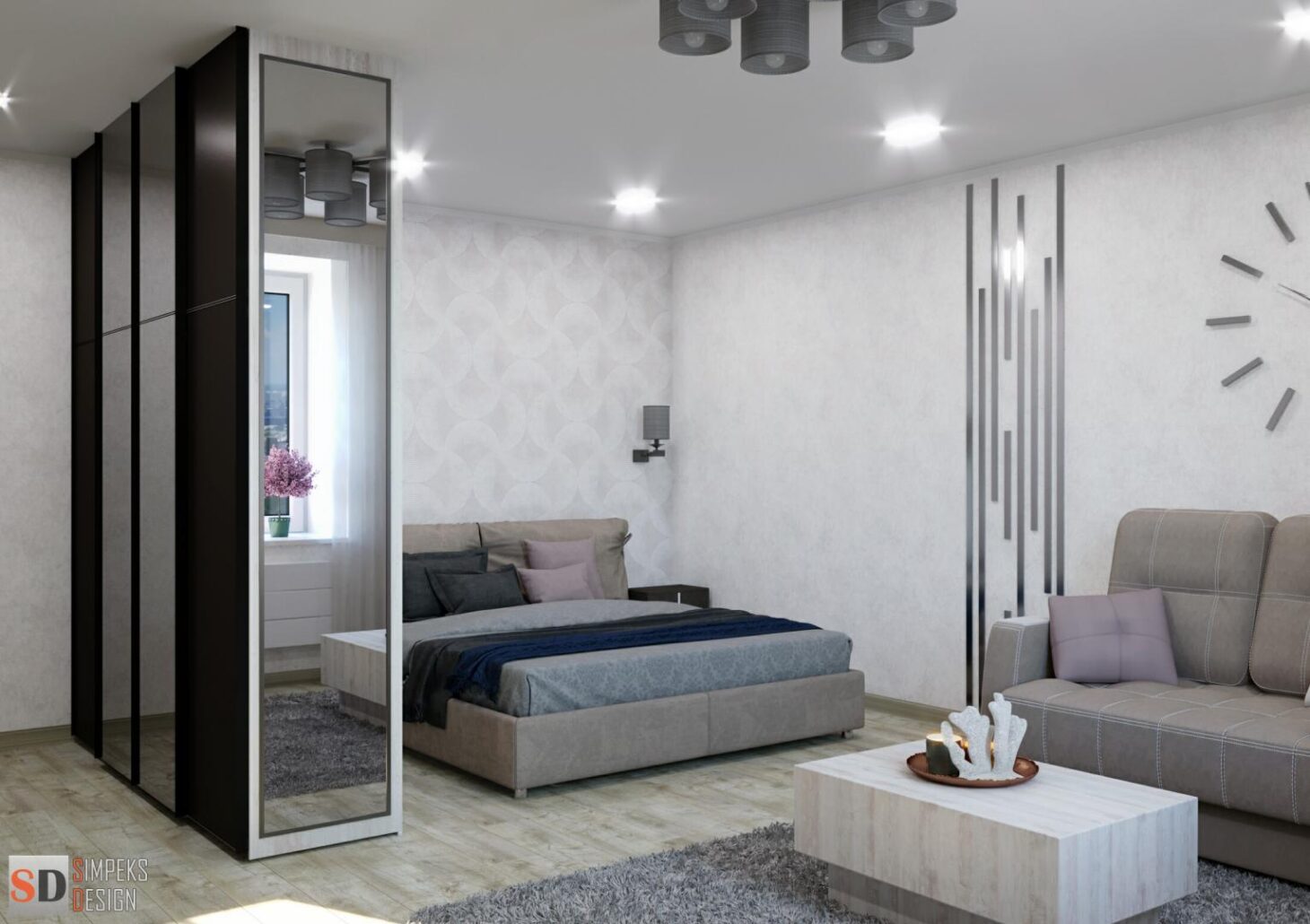 Living room and bedroom zoning
