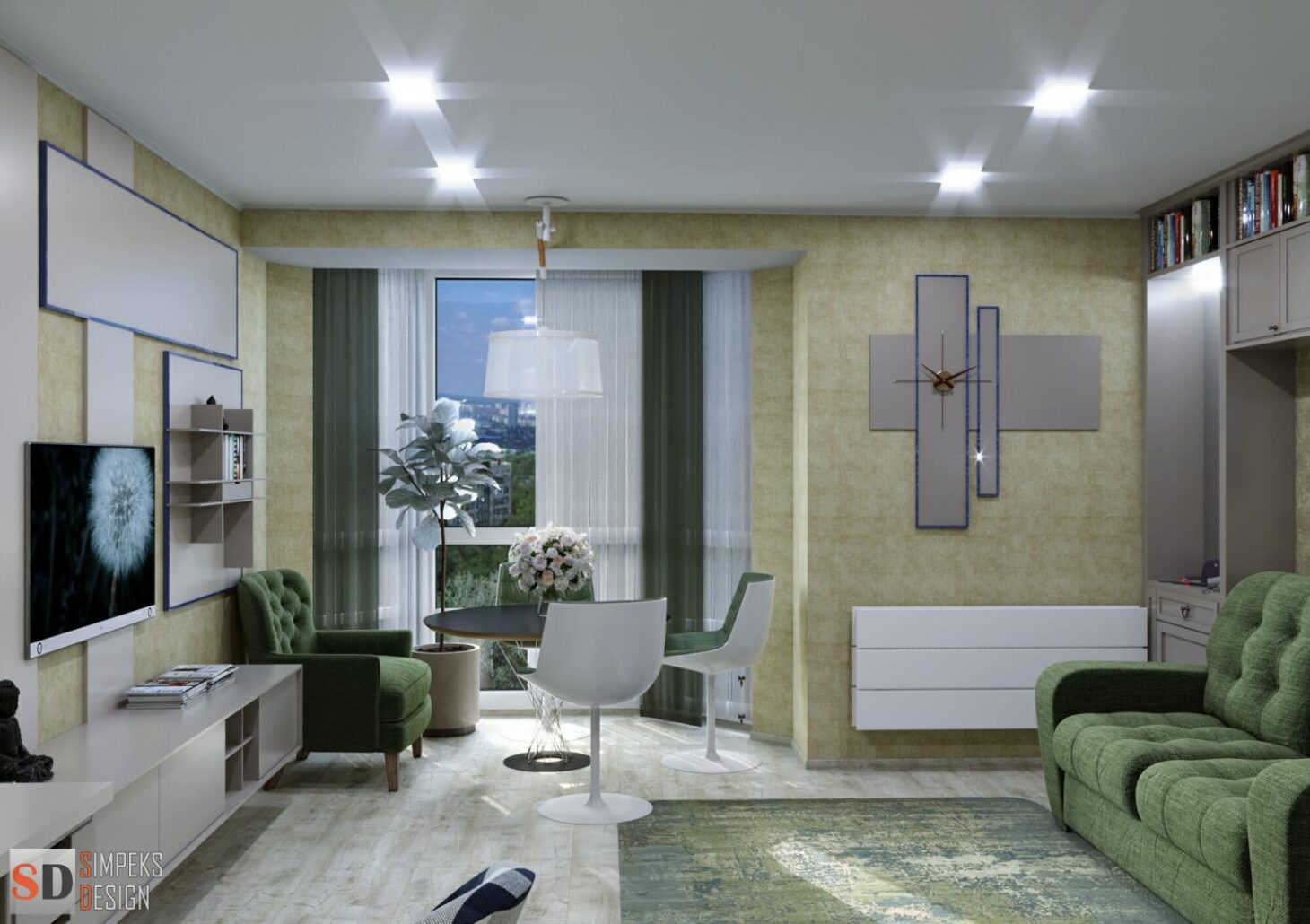The recreation area by the window