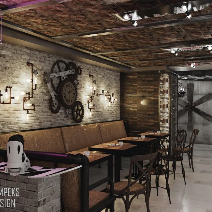 Cafe design in style loft, Dnipro (160 sq.m.)