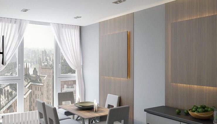 Dining table by the panoramic window
