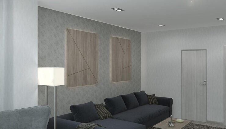 Backlit wall panels in the living room