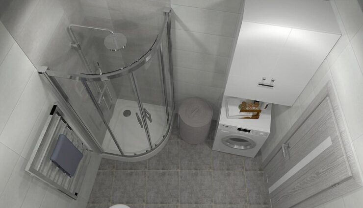 Gray tiles in the bathroom