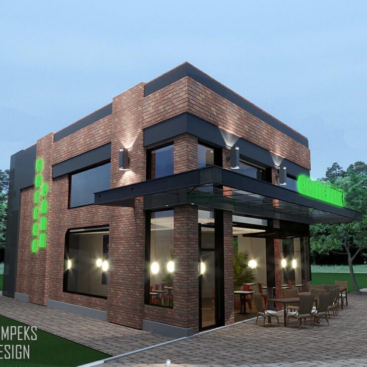 Cafe facade design in a modern style, Irpin