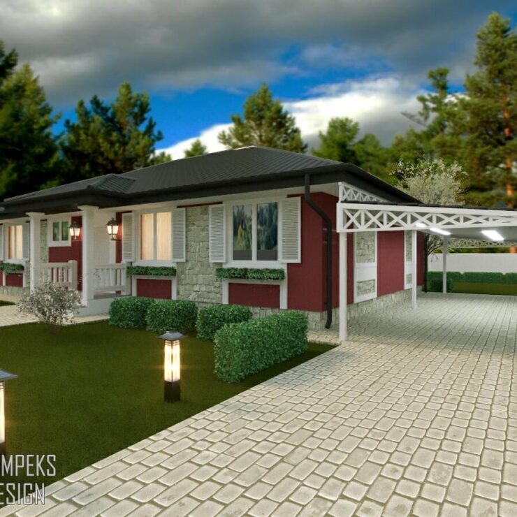 Design of the facade of a cottage town