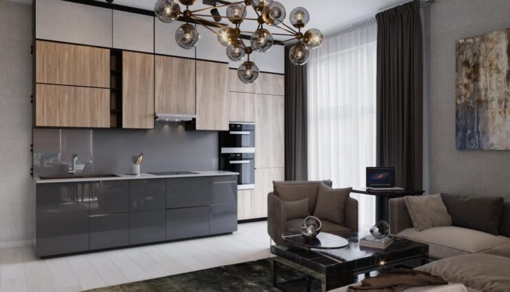 Design of a one-room apartment of 50 sq. m.