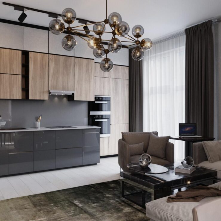 Design of a one-room apartment of 50 sq. m., Kyiv, br. Lesya Ukrainka