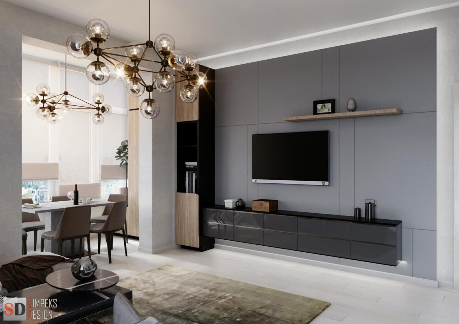 Wall decoration under the TV