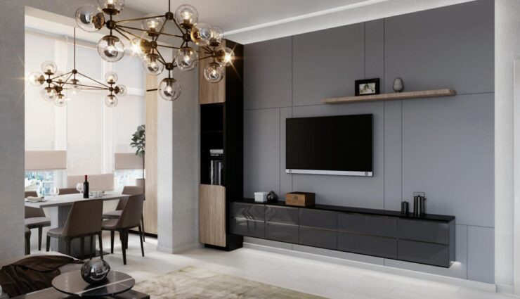 Wall decoration under the TV