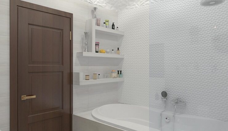 Shelves above the bath