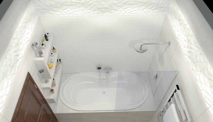 Modern bathroom design in light-beige tones