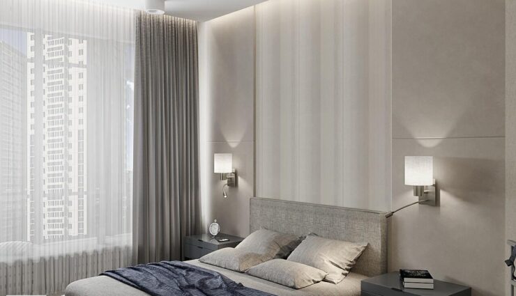 Chipboard panels on the wall near the bed