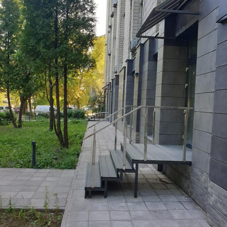 Ventilated facade of a building in Kyiv. Exterior design