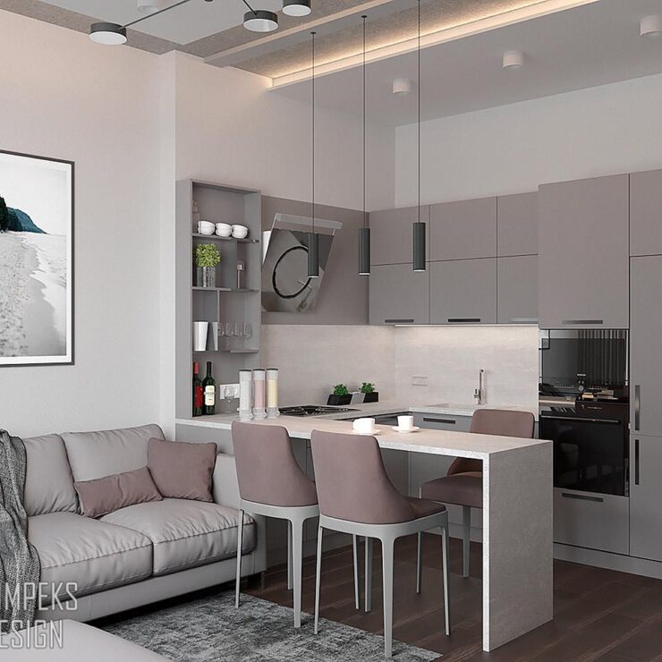 Budget design of a one-room apartment, Kyiv, RC “River Stone”