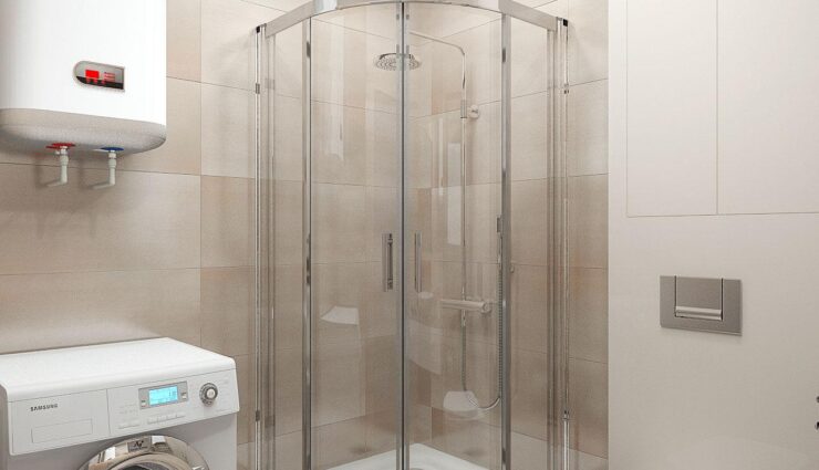 Shower cubicle in the bathroom