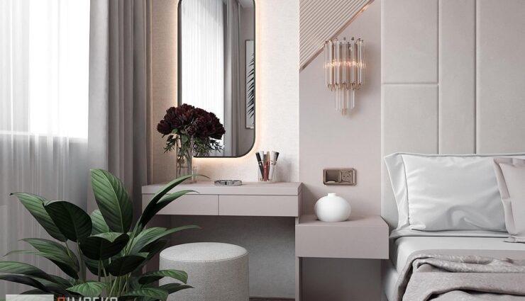 Dressing table near the bed
