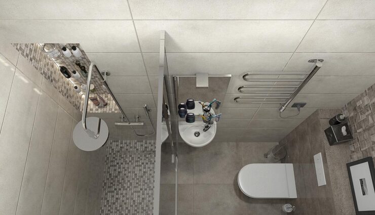 Mosaic in the bathroom on a pallet