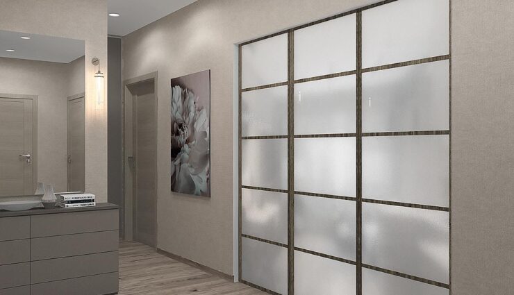 The sliding door in the hallway