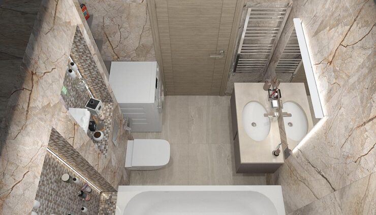 Stone effect tiles in the bathroom