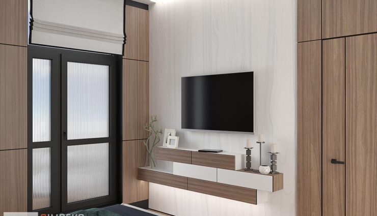 TV shelves in the bedroom
