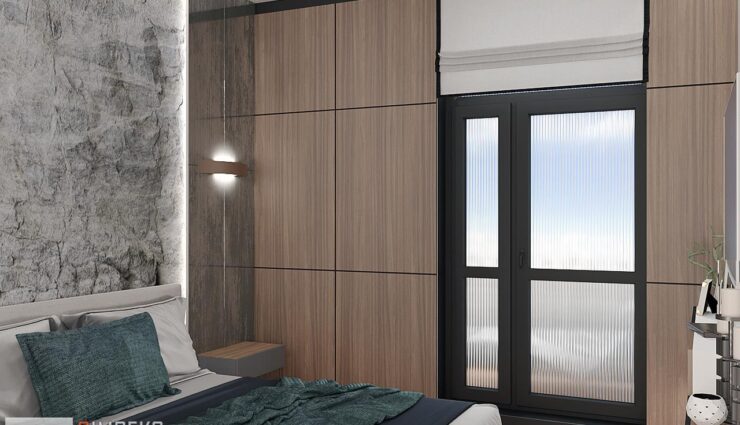 Wooden wall decoration in the bedroom