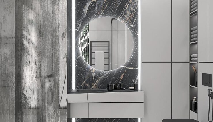Bathroom with marble tiles