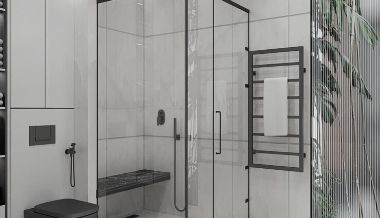 Shower from the ceiling in the bathroom