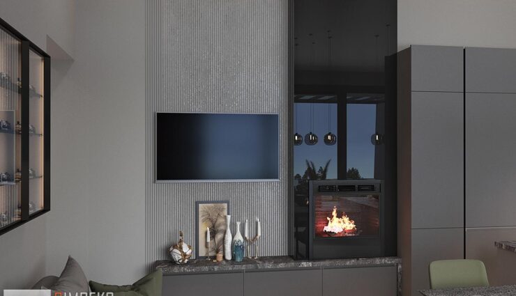 Electric fireplace in the living room