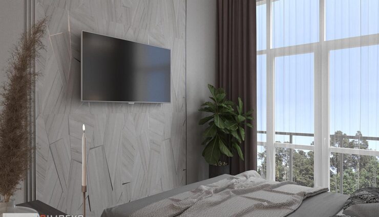 Panoramic windows in the bedroom