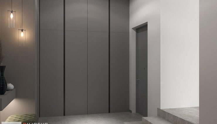 Wardrobe to the ceiling in the hallway