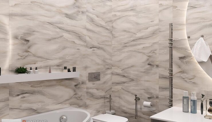 Marble tiles in the bathroom