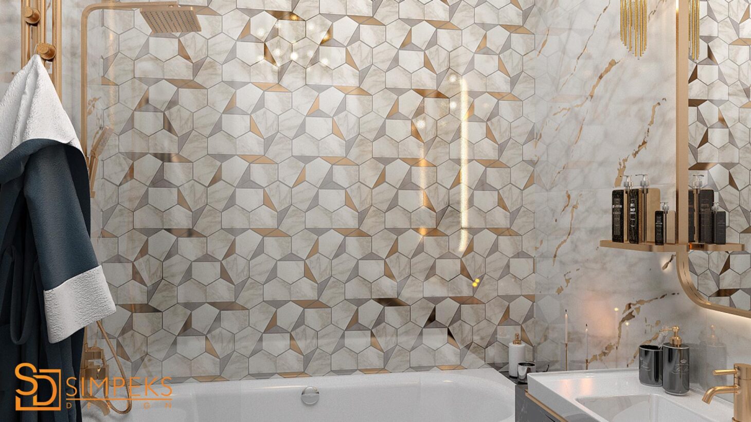 Decor behind the bathroom