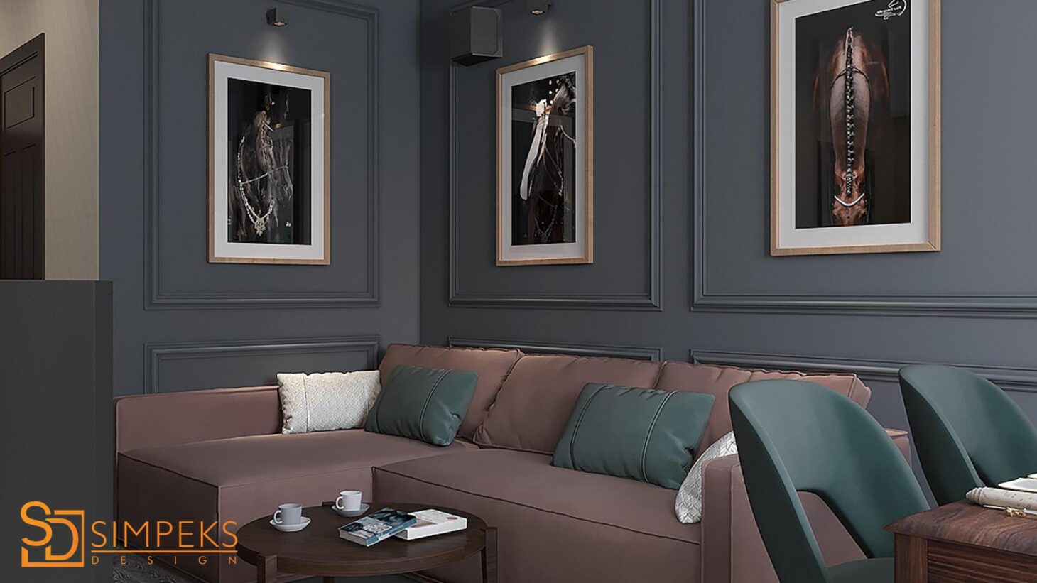 Moldings on the walls in the living room