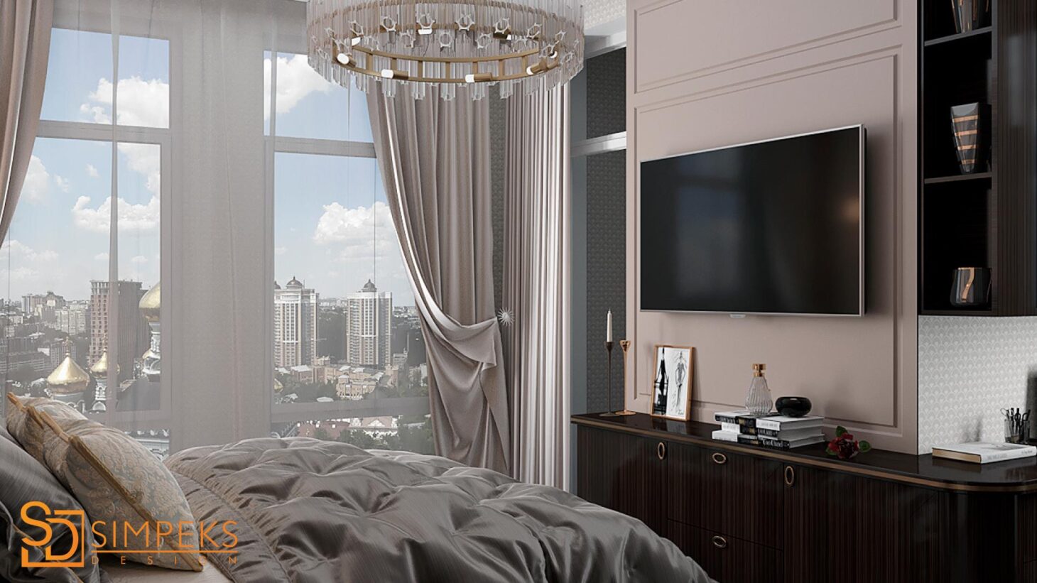 Decorating the TV area in the bedroom