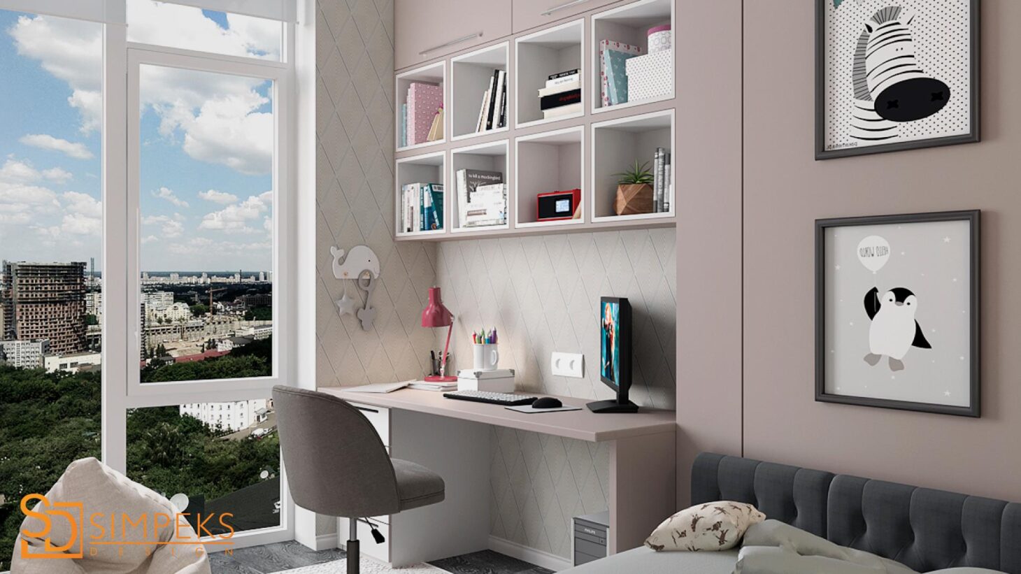 Desk in the nursery room / Nursery interior design