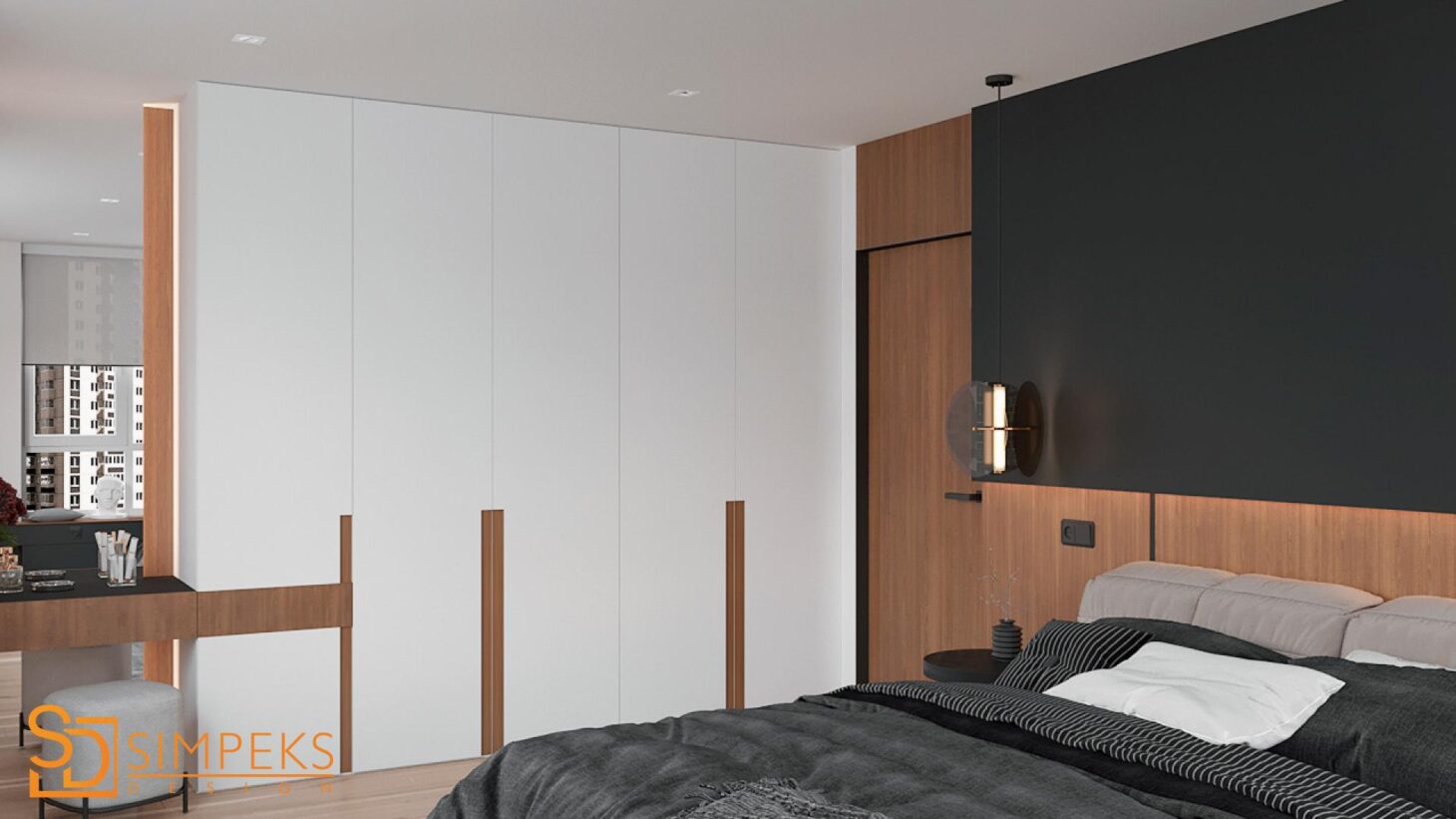 Decorative panels in the bedroom