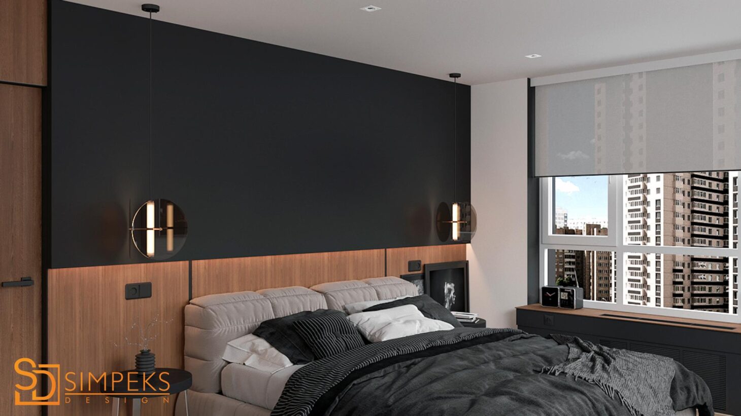 Decoration of the wall behind the bed