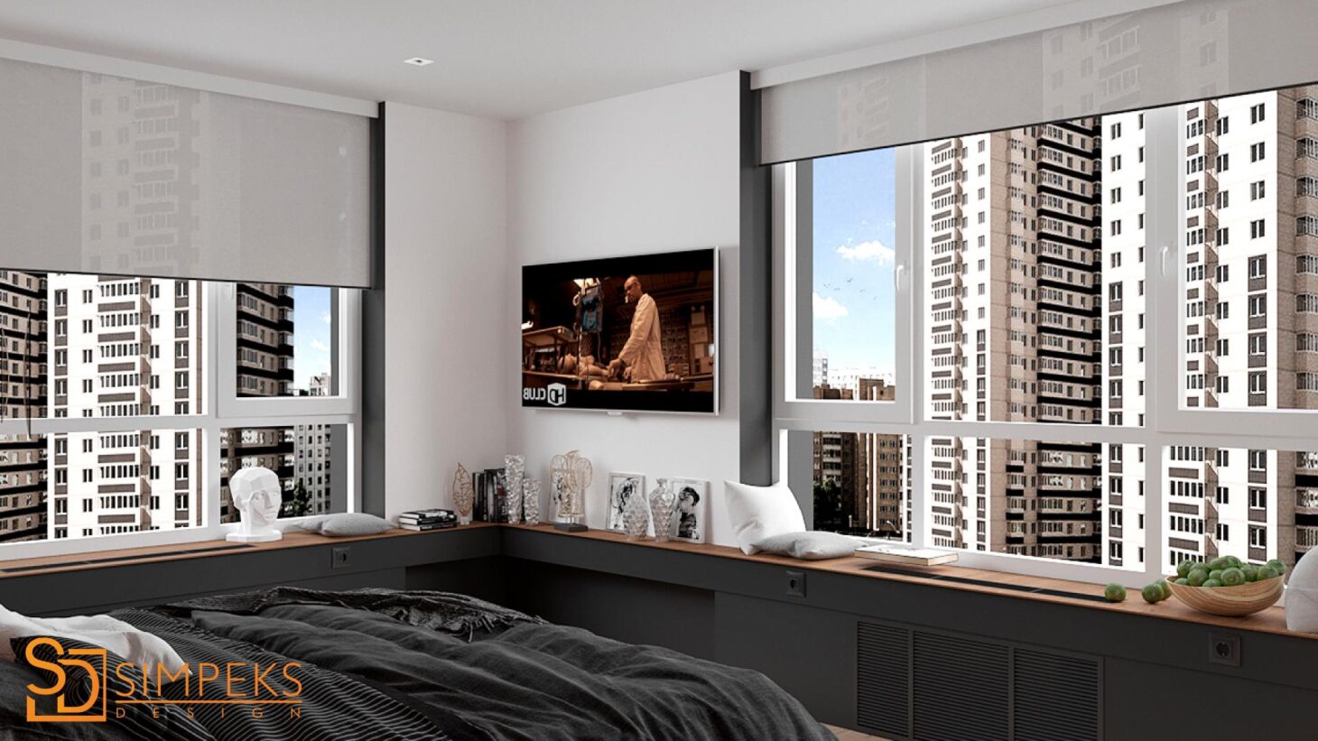 A bedroom in a modern style