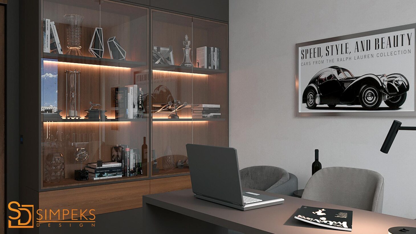 Office in a modern style in the apartment