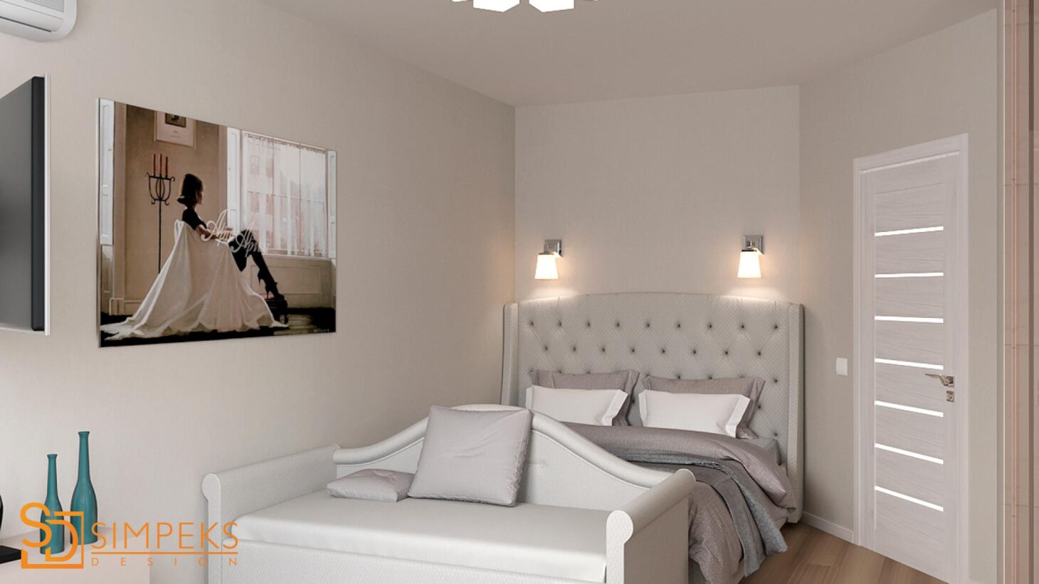 Bright bedroom in the house