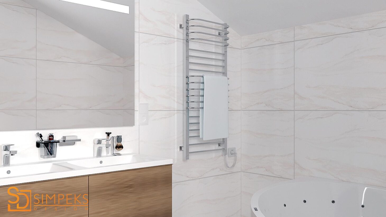 Marble tiles in the bathroom