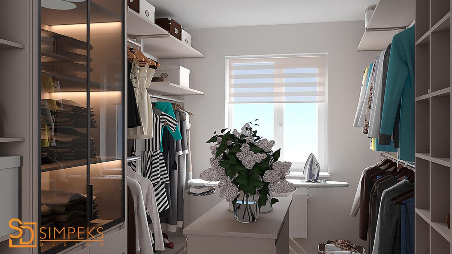 Design of a dressing room with a window